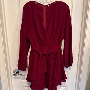 Amazon Deep Red Long Sleeve Dress